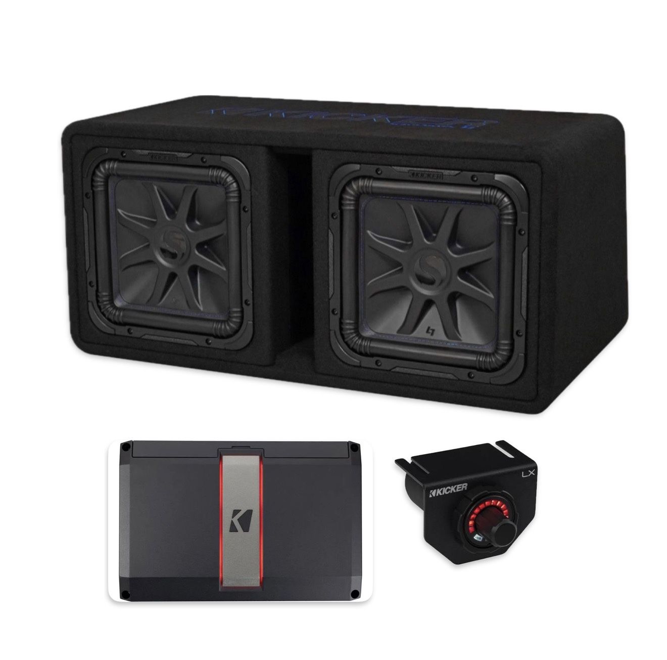 New 2 12” Kicker L7s Subwoofers Ported Box Kicker Amplifier