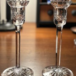 2 Samobor Illusions Handcrafted Crystal Candle Holders Candlesticks Yugoslavia 