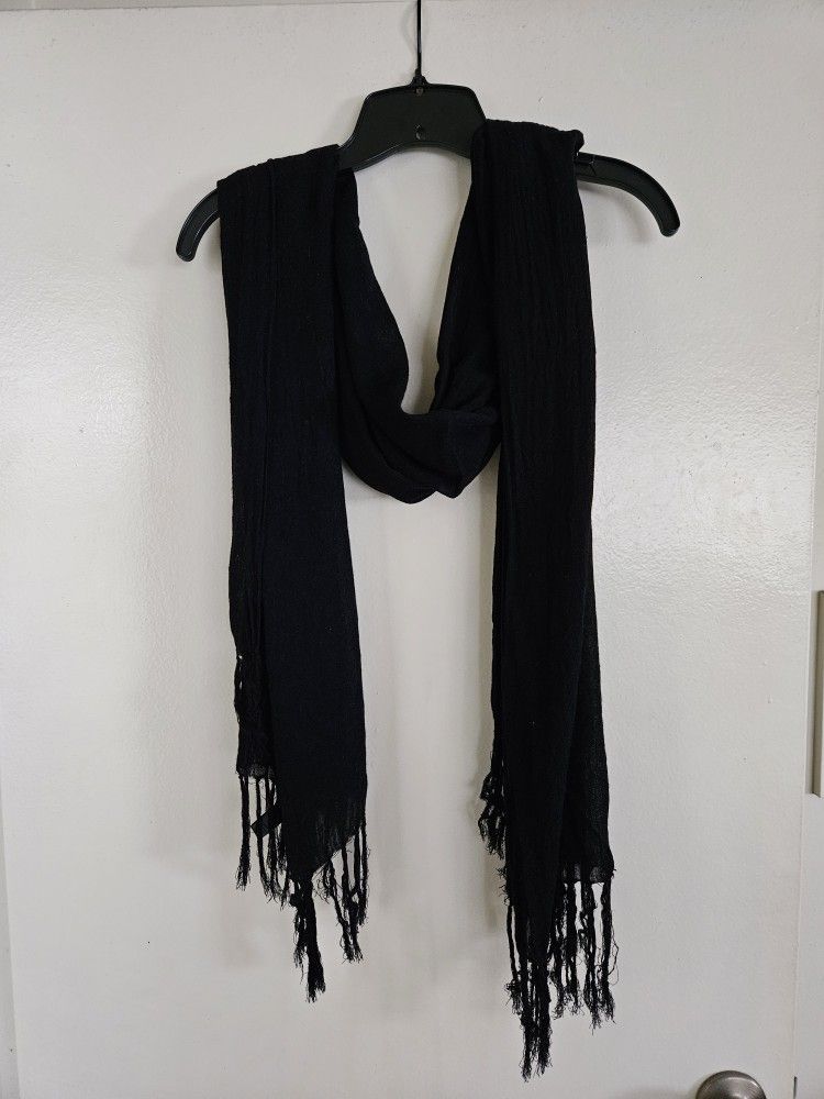 Express Black Fashion Scarf With Fringe - One Size