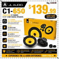 JL Audio Evolution C1 Car Speakers 6 1/2" 2-Way Component Speaker System 225 Watts C1-650 🚨 Payment Options Available 🚨 No Credit Needed 🚨