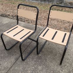 Metal Chairs wooden back and Seat Very sturdy 