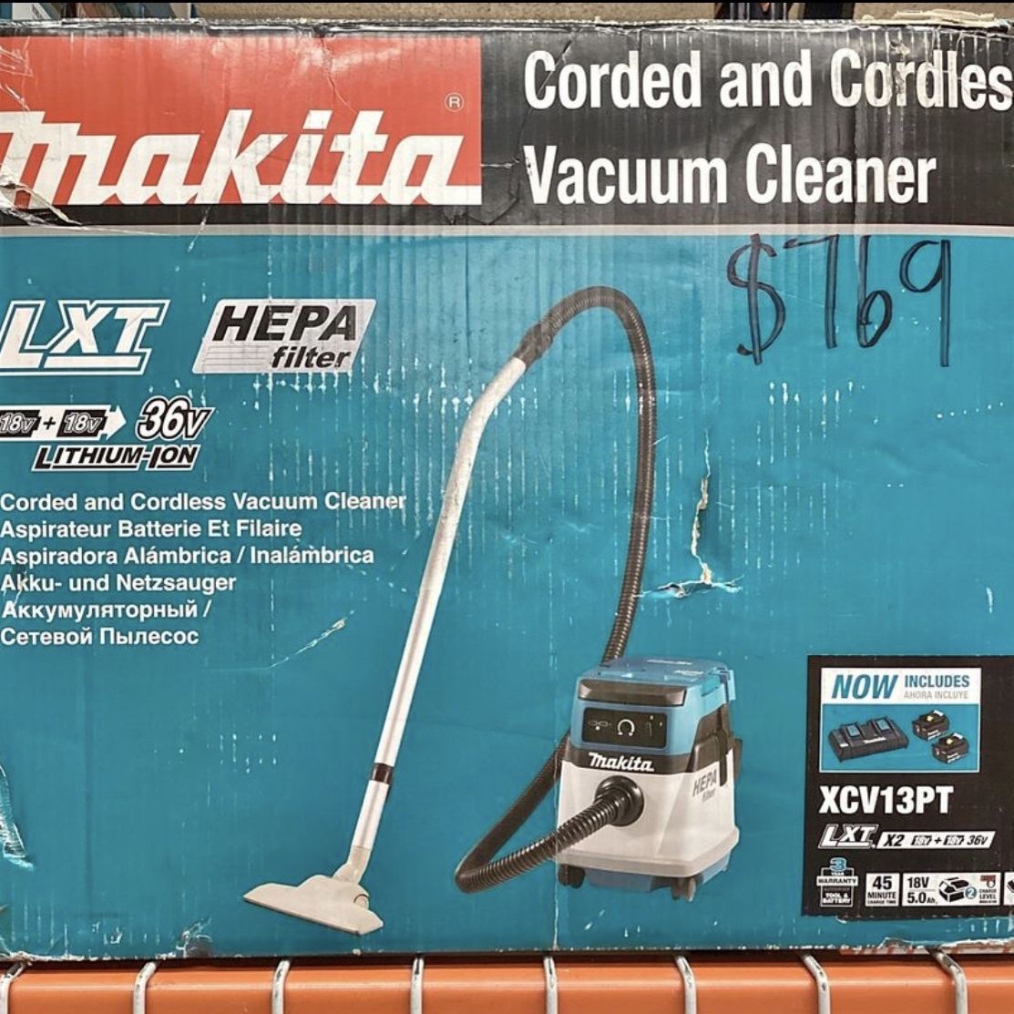 Makita 18V X2 LXT Lithium Ion 36V Cordless Corded 4 Gallon HEPA