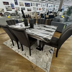One Time Special - $999 Dinette W/ 6 Upholstered Chairs