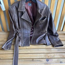 Ladies Genuine Leather Bomber Jacket