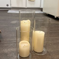 Wedding Hurricane Vases and Pillar Candles Yummi Brand! HUGE Amount! Must take all