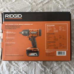 NEW Ridgid 18v 1/2” Impact Wrench Kit
