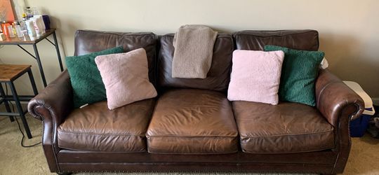 Brown Leather 3-Seat Sofa