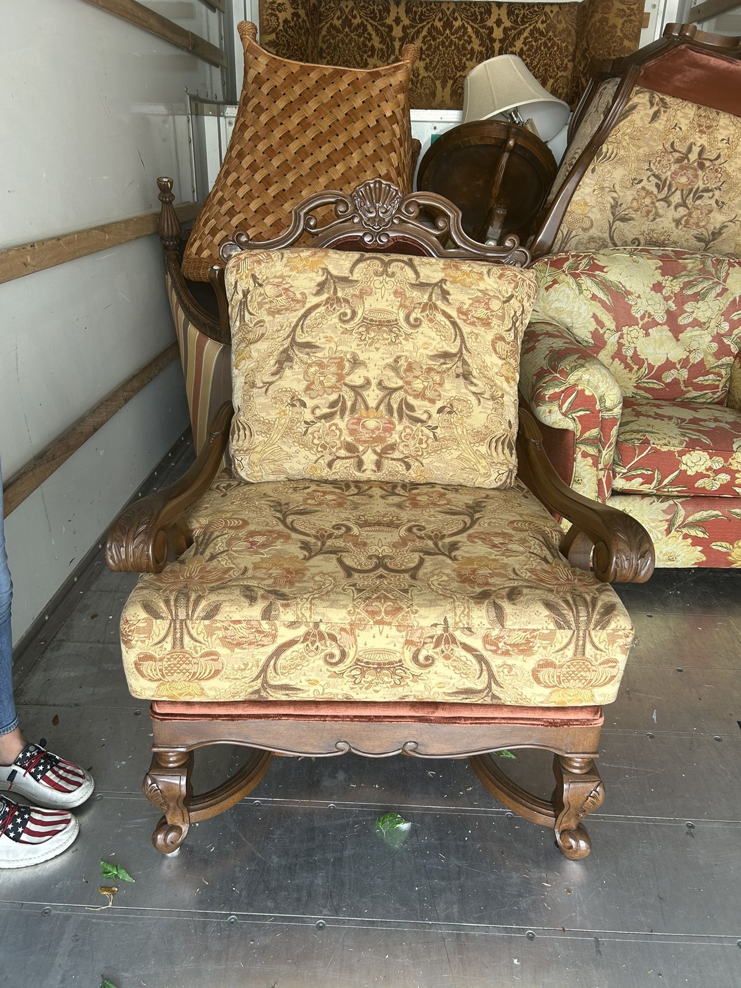 Oversized Antique Upholstery French Lounge Chairs