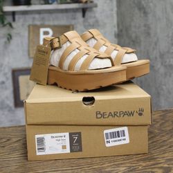 Nwt Bearpaw Strappy Open Toe Sandals Iced Coffee Brown 7m