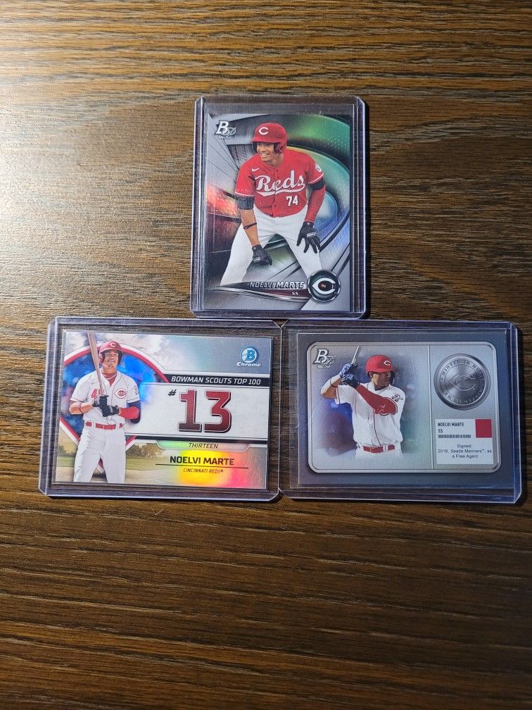 Topps 2022 Noelvi Marte Rookie 3 Card Lot Cincinnati Reds