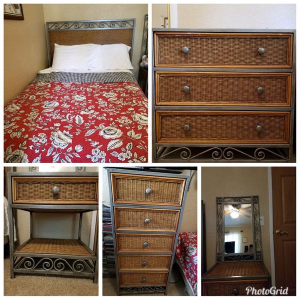 Pier 1 Wicker Bedroom Set W Full Sz Bed For Sale In San