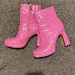 Pink Faux Croc Boots By Circus NY