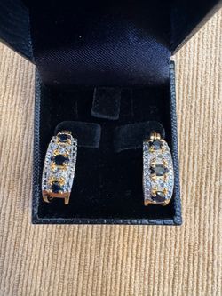 Gold Coast Hoop Earrings with Blue Stones