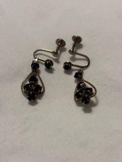 Onyx and Gold Antique Earrings