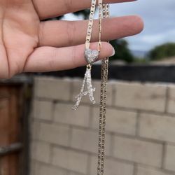 14kt Chain, Diamond “A” Pendant With Heart
