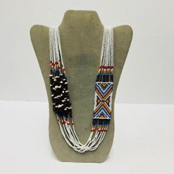 White Multicolor Beaded Necklace
