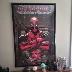 Deadpool framed poster ***excellent condition ***
