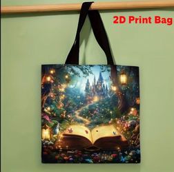 Enchanted Forest Castle Print Tote Bag