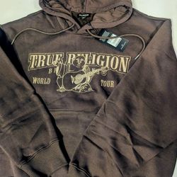 New Men's Large Brown True Religion Hoodie