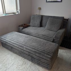 Loveseat with Matching Storage Ottoman
