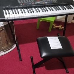 61-Key Electromic Keyboard Piano with LED and stool Like New