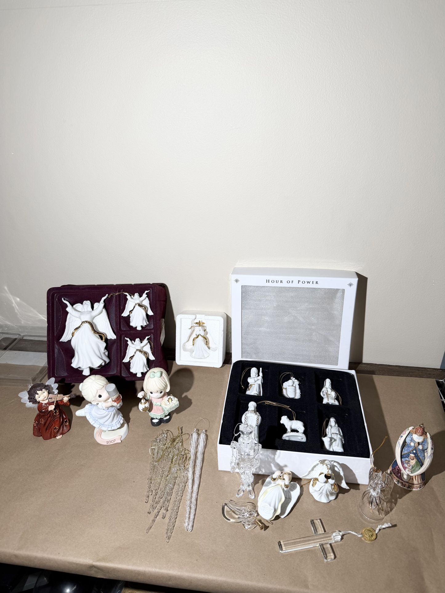 Christmas Figurines & Ornaments Lot - Angels, Precious Moments, Hour of Power Set