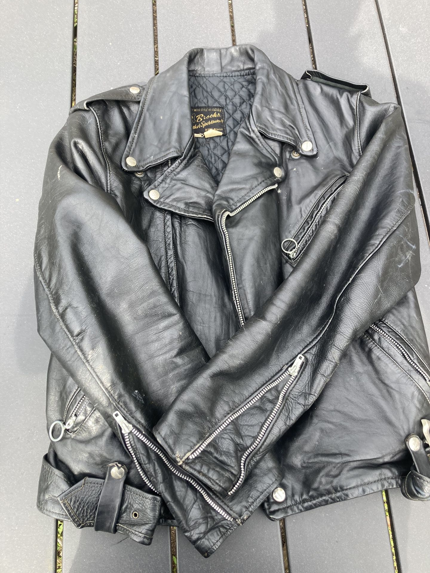 Vintage Brooks Sportswear Leather Motorcycle Jacket
