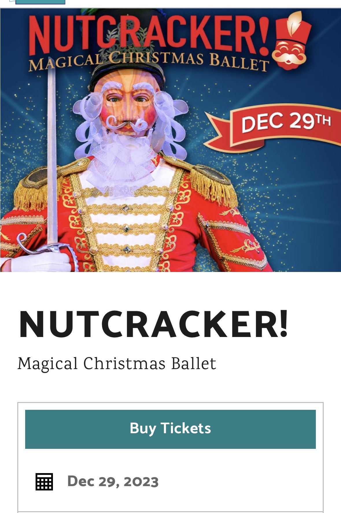 Nutcracker ballet Tickets FRONT Row! Dec 29 1pm