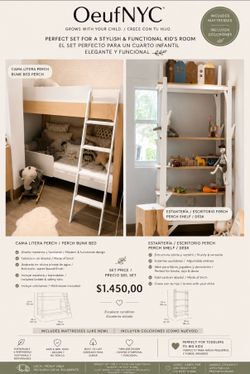 OeufNYC Perch Bunk Bed + Shelf ( cama litera y estantería )
