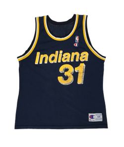 Vintage Champion Reggie Miller Indiana Pacers Jersey 44 Large L Blue 1990s #31