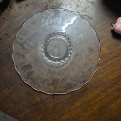 vintage clear pressed glass cake plate 