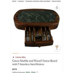 Marble Wood Cheese Board & Knifes 