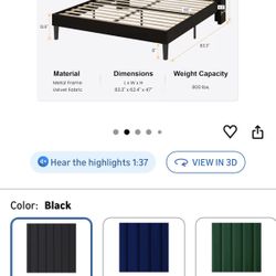 Black Velvet Bed Frame/board 