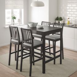 IKEA EKEDALEN / EKEDALEN Bar table and 3 bar stools, dark brown/Orrsta light gray