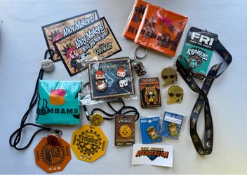 FUNKO SWAG LOT - pins, buttons, lanyards, keychains, sticker, badges, more! Boba Fett, Freddy, Franny, Proto, Groot, Killer Klowns From Outer Space