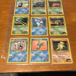 9 Card Vintage Gym Heroes Pokemon Card Lot 