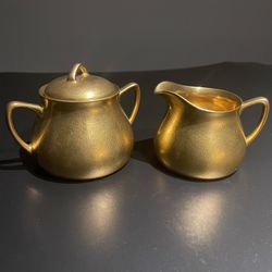 Pickard Gold Cream and Sugar Dishes 