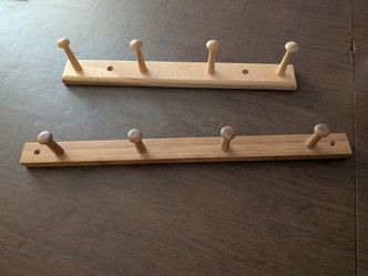 Wooden wall mounted hooks peg rack for hanging coat/towel/hat/bag, $8 ea, both $15