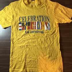 Vintage Carnival Cruise Shirt Men's Medium Celebration Single Stitch Yellow
