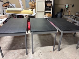 4 IKEA IDÅSEN Tables – Black Tops / Gray Metal Frames