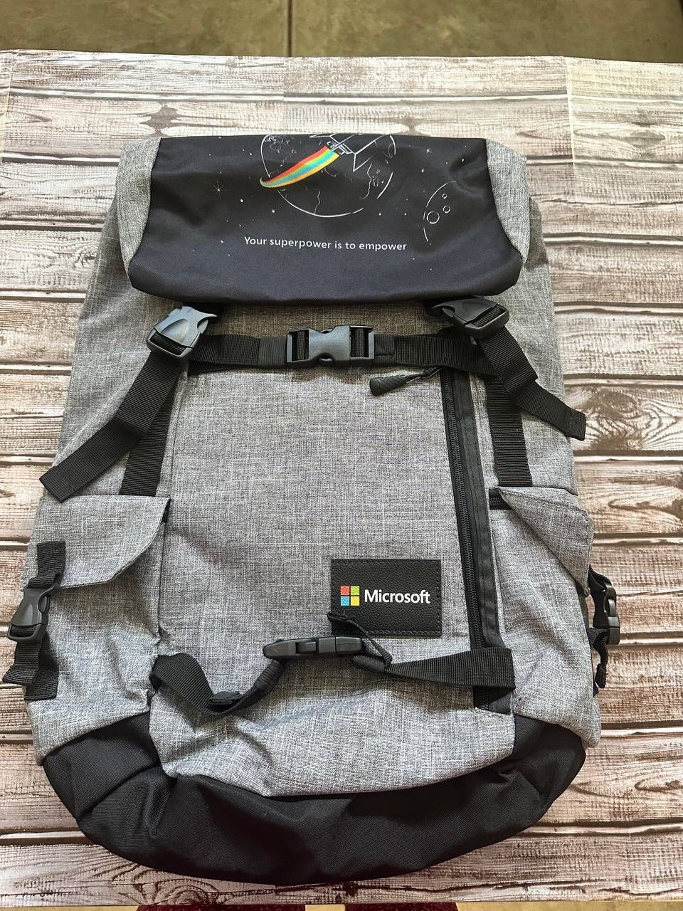 Microsoft Employee Padded Backpack 15in Laptop Gray Good Condition