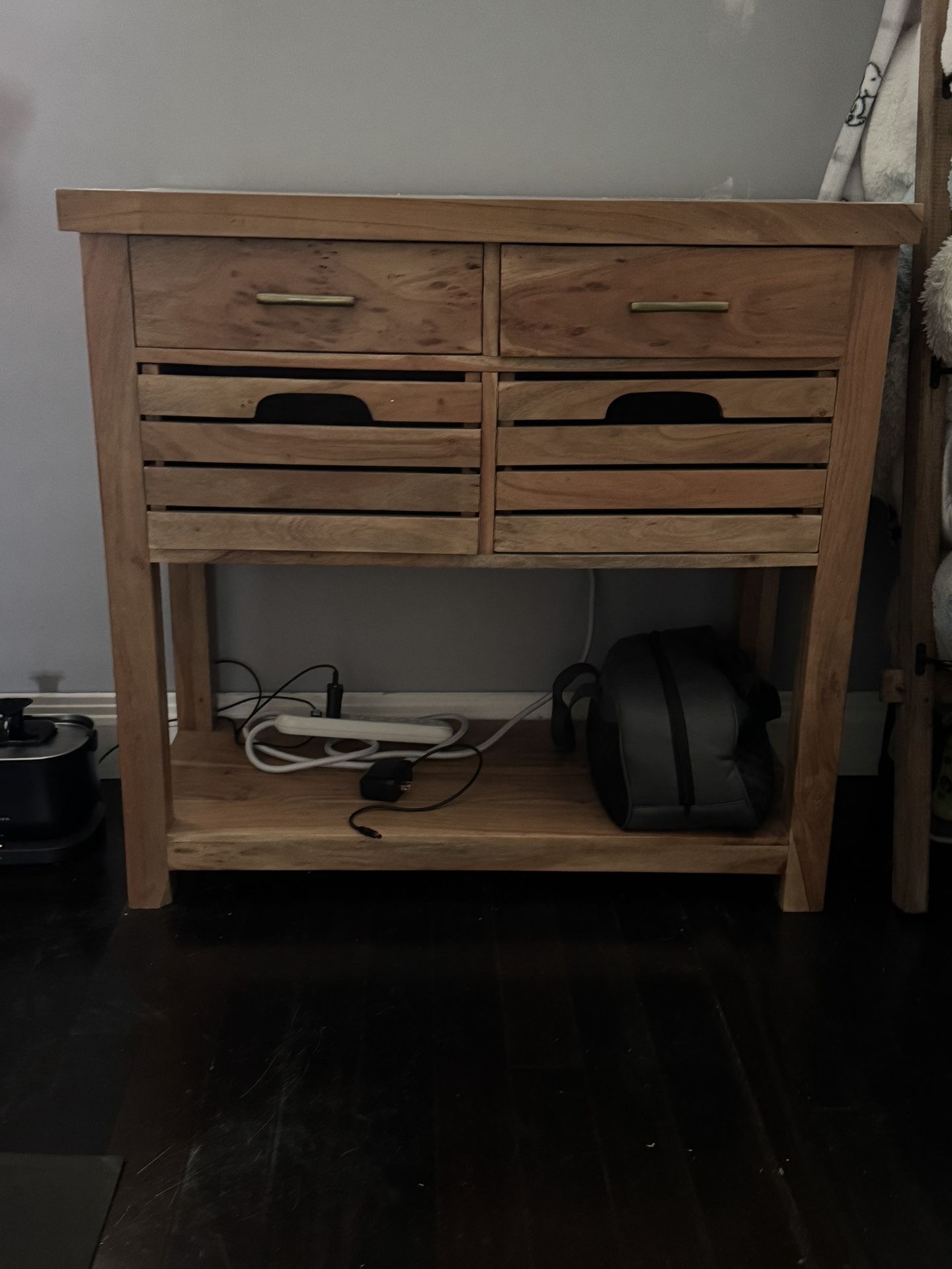 Small Island Style Table With Drawer And Marble Top