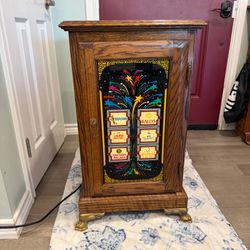 Vtg Casino Slot Machine Cabinet Stand Only Las Vegas Light Graphic