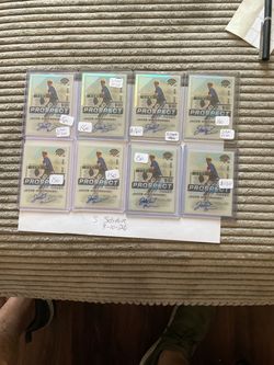 2024 Panini Prospect Edition Jacob Misiorowski Prospect Ticket  RC Auto lot. 8 total auto rookies. 4 base and 4 silver prism holos. Below comps. Don’t