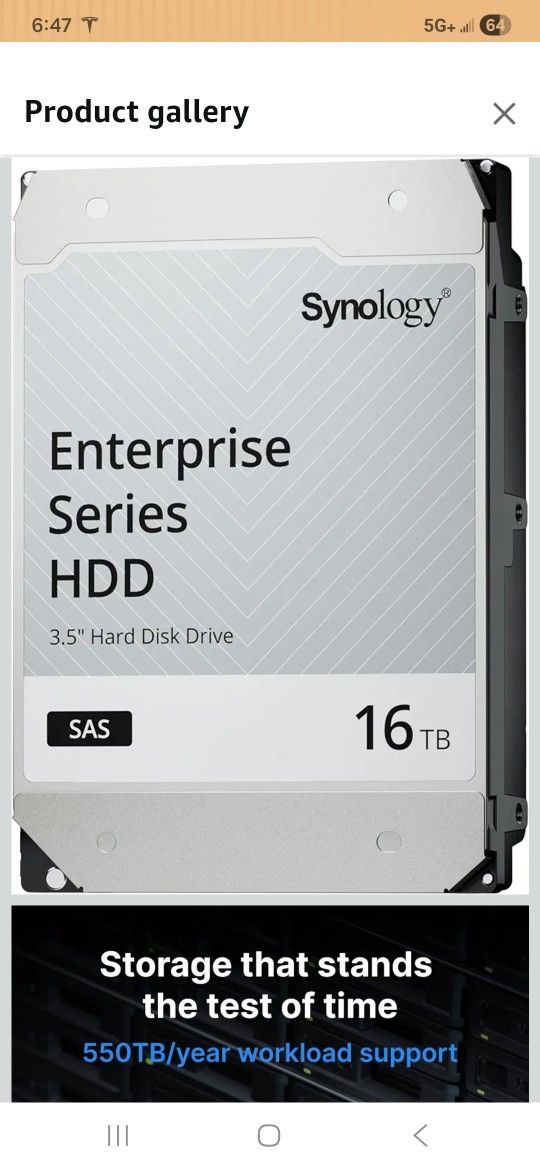 Synology 16tb SAS Hard Drive 