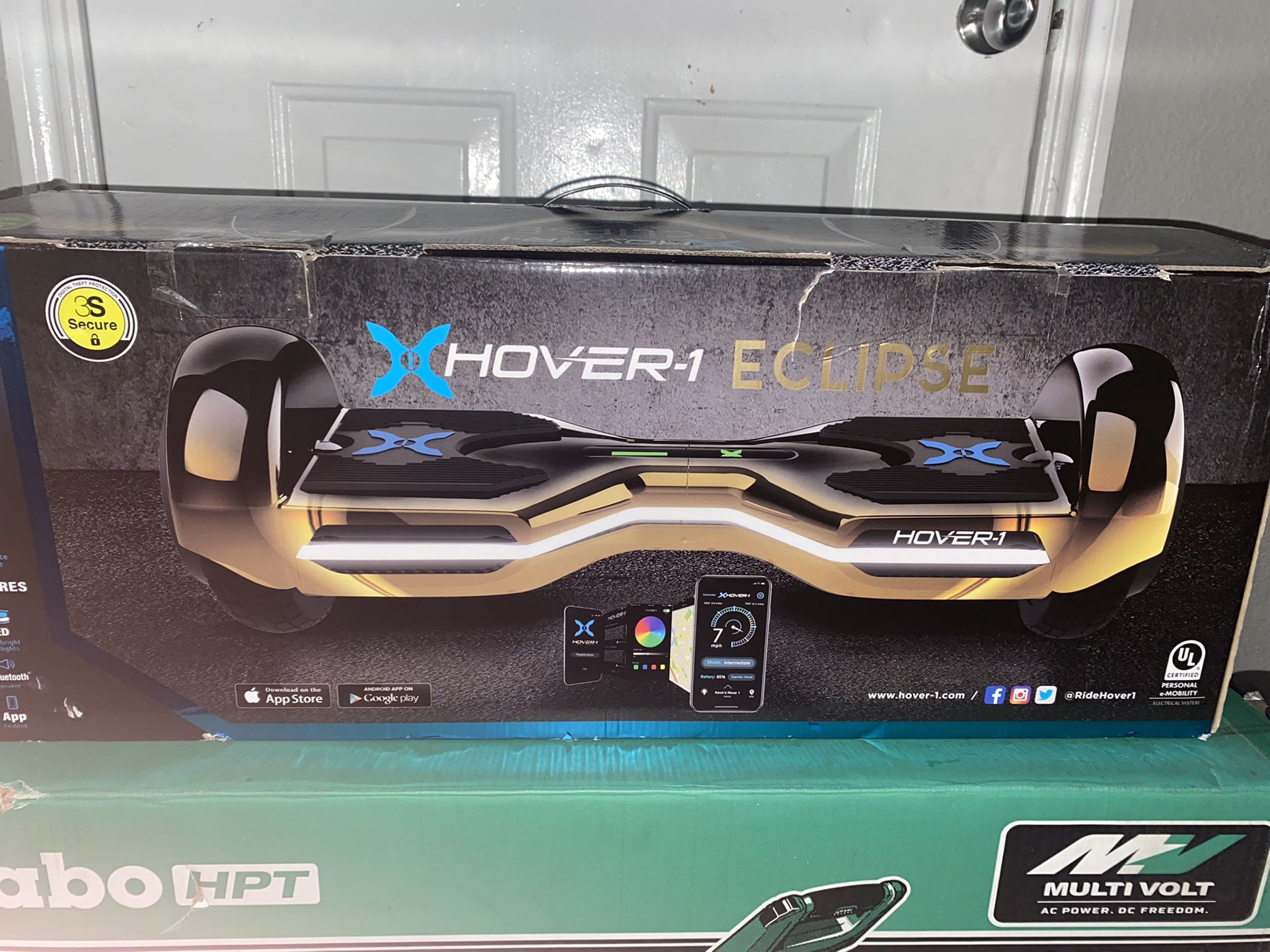 Hover-1 Eclipse Hoverboard w/ 8 in Wheels, Ultrabright Customizable LED Headlights, Built-In Bluetooth Speaker, 4-Hour Charge Time, 7 MPH Max Speed - 
