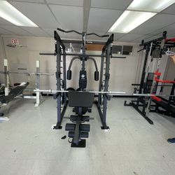 Vesta Fitness Smith Machine 2001 w/Bench Attachment | 230lb Bumpers Weights | 7ft Olympic Bar | Fitness | Gym Equipment | FREE DELIVERY 🚚 