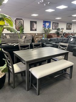 6PC Gray Dining Table Set