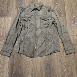 F.U.S.A. brown button up shirt Size XL
