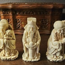 Set of 3 Vintage Chinese Deity Figurines